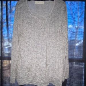 Gray lace up long sleeve shirt